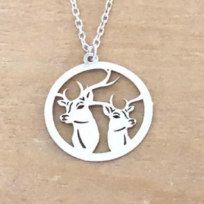 Collier en Argent 925 - 2 Cerfs