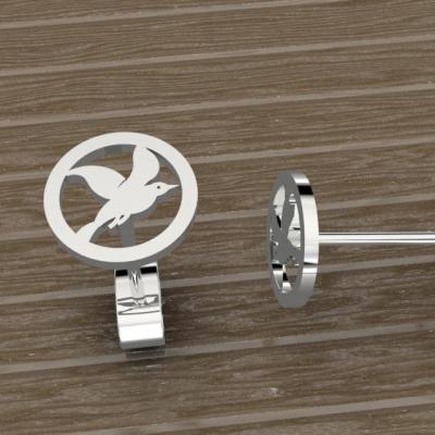 boucle d'oreilles jeton  8m/m ,argent 925/1000 ,sur tige