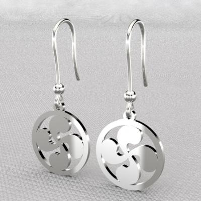 boucle d'oreille jeton croix basque argent 925/1000