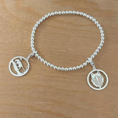 Bracelet Boule extensible Argent 925/1000 avec 2 charms - Thème des Animaux