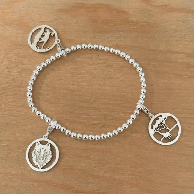 Bracelet Boule extensible Argent 925/1000 avec 3 charms - Thème des Animaux