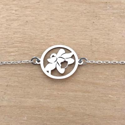 Bracelet sur chaîne Argent 925 - Jonquille tête