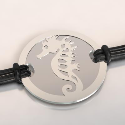 bracelet hippocampe argent et acier