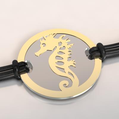 bracelet hippocampe or et acier