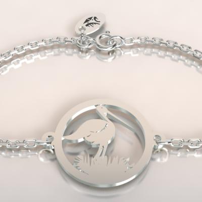 Bracelet chaine argent 925/1000 cigogne dans le nid  poids 1.8gr