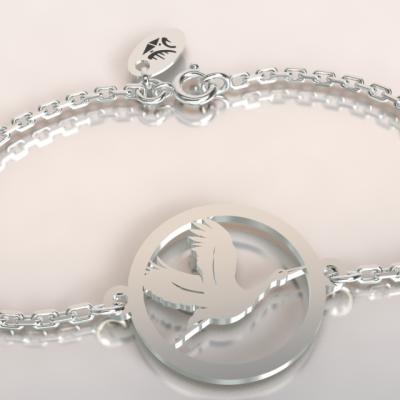 Bracelet chaine argent 925/1000 cigogne en vol  poids 1.8gr