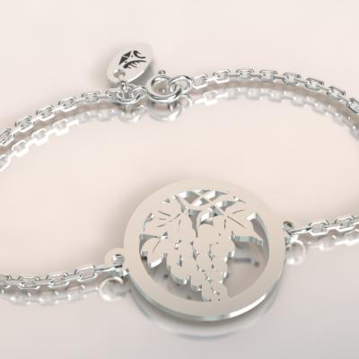 Bracelet chaine argent 925/1000 feuille de vigne et grappe  poids 1.8gr