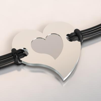 bracelet coeur argent et acier