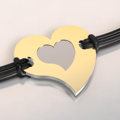 barcelet coeur or et acier