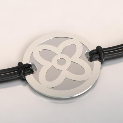 bracelet fleur argent et acier