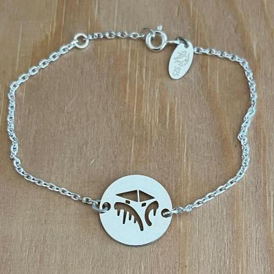Bracelet Cabane tchanquée jeton découpé sur chaine argent 925/1000