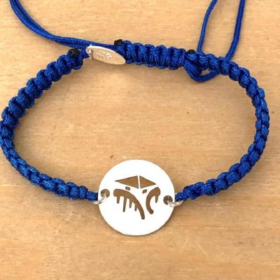 bracelet jeton Cabane Tchanquée argent 925/1000 cordon marin