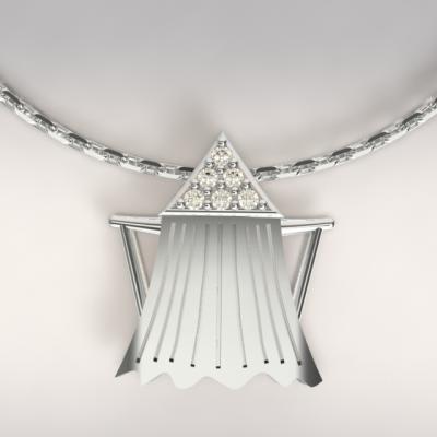 Pendentif cabine de plage argent 925/1000 4.7gr avec diamants de laboratoire 0.08ct