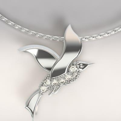 Pendentif Cayouckette Or blanc 750/1000 poids 5.20gr et diamants de laboratoire 0.10ct  h/si