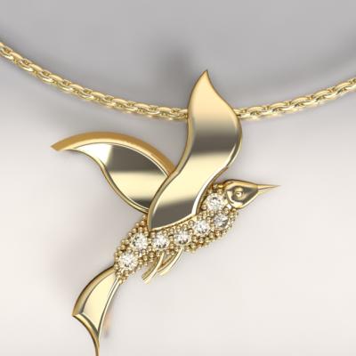 Pendentif Cayouckette Or jaune 750/1000 poids 5.2gr  et diamants de laboratoire 0.10ct h/si
