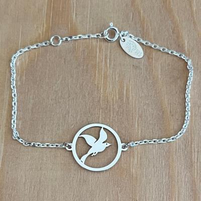 Bracelet Cayouckette jeton découpé sur chaine argent 925/1000