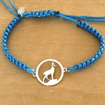 Bracelet jeton Chamois Argent 925/1000 cordon marin