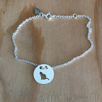 Token's - Bracelet chaine - Chat assis
