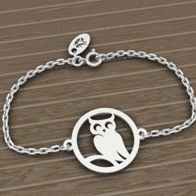 Bracelet sur chaîne Argent 925/1000 - Chouette
