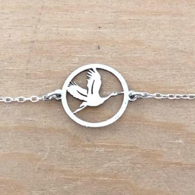 Bracelet sur chaîne Argent 925/1000 - Cigogne en vol