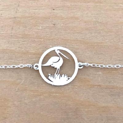 Bracelet sur chaîne Argent 925/1000 - Cigogne et nid