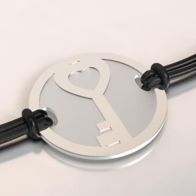 bracelet clef argent et acier