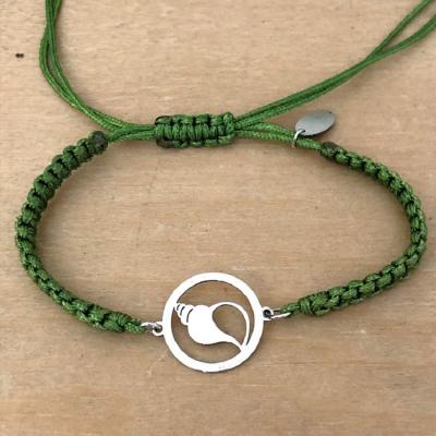 bracelet jeton Coquillage argent 925/1000 cordon marin