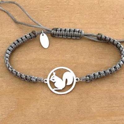 Bracelet jeton Écureuil Argent 925/1000 cordon marin