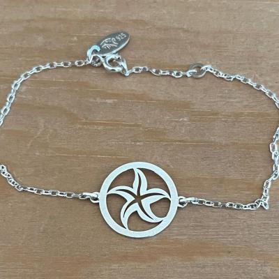 Bracelet Etoile de Mer jeton découpé sur chaine argent 925/1000