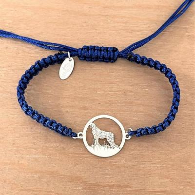 Bracelet jeton Guépard Argent 925/1000 cordon marin