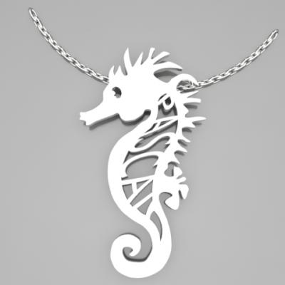 hippocampe argent avec votre prénom découpé