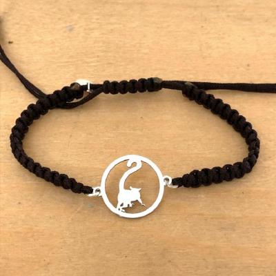 Bracelet jeton Lémurien Argent 925/1000 cordon marin