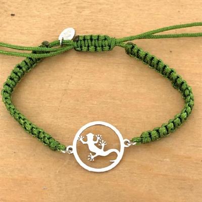 Bracelet jeton Margouillat Argent 925/1000 cordon marin