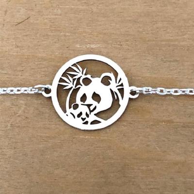 Bracelet sur chaîne Argent 925/1000 - Panda bambou