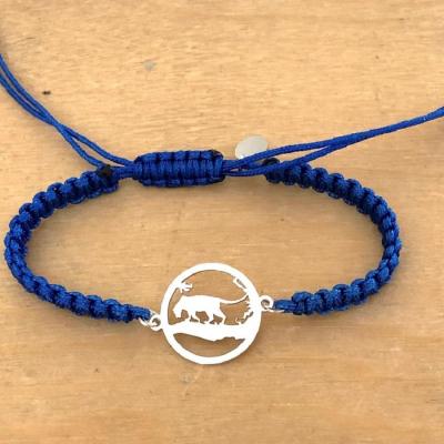 Bracelet jeton Panthère Argent 925/1000 cordon marin