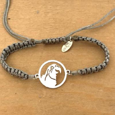 Bracelet jeton Perroquet Argent 925/1000 cordon marin