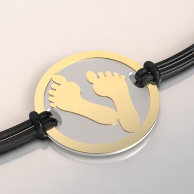 bracelet pieds or et acier