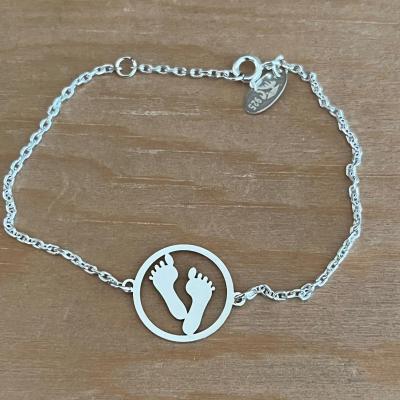 Bracelet Pieds jeton découpé sur chaine argent 925/1000