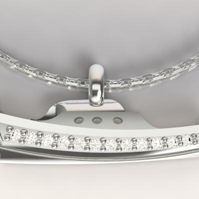 Pendentif pinasse Argent 925/1000 et diamants de laboratoire. Poids 5 gr
