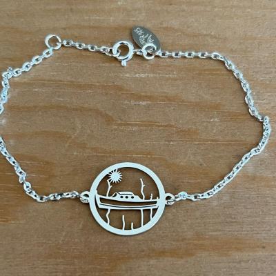 Bracelet Pinasse/Pignots  jeton découpé sur chaîne argent 925/1000