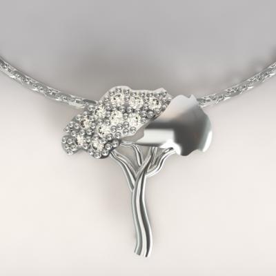 Pendentif pins parasol Argent 925/1000  3.6 gr avec diamants de laboratoire 0.13ct
