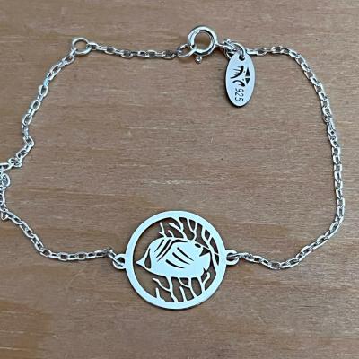 Bracelet Poisson chirurgien jeton découpé sur chaine argent 925/1000