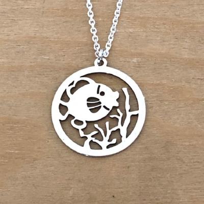 collier argent 925/1000 Poisson corail