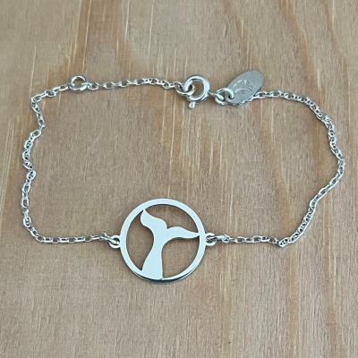 Bracelet Queue de baleine jeton découpé sur chaîne argent 925/1000