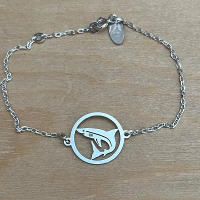 Bracelet Requin jeton découpé sur chaîne argent 925/1000