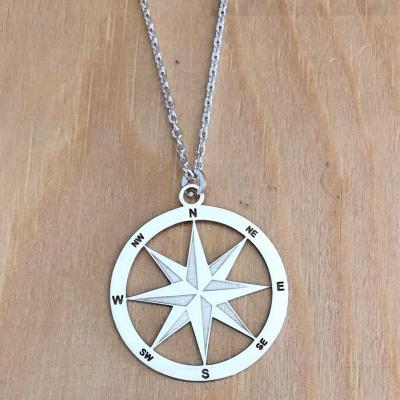collier argent 925/1000 Rose des Vents