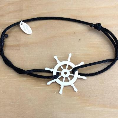 bracelet jeton Barre de Marin Argent 925/1000 cordon simple
