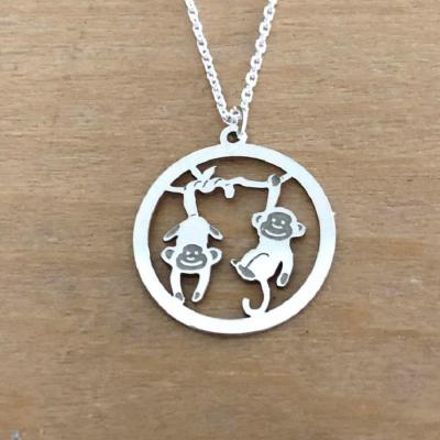 Collier en Argent 925 - Singe double