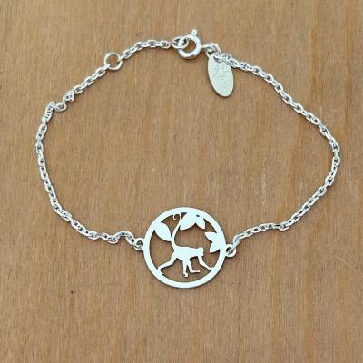 Bracelet sur chaîne Argent 925/1000 - Singe Feuille