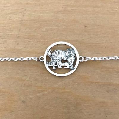Bracelet sur chaîne Argent 925/1000 - Tigre